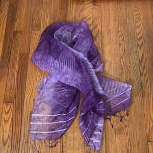 Pier‎ 1 Imports Purple Ombre Weave Scarf Striped Fringe Tassel Wrap 26x72 Womens
